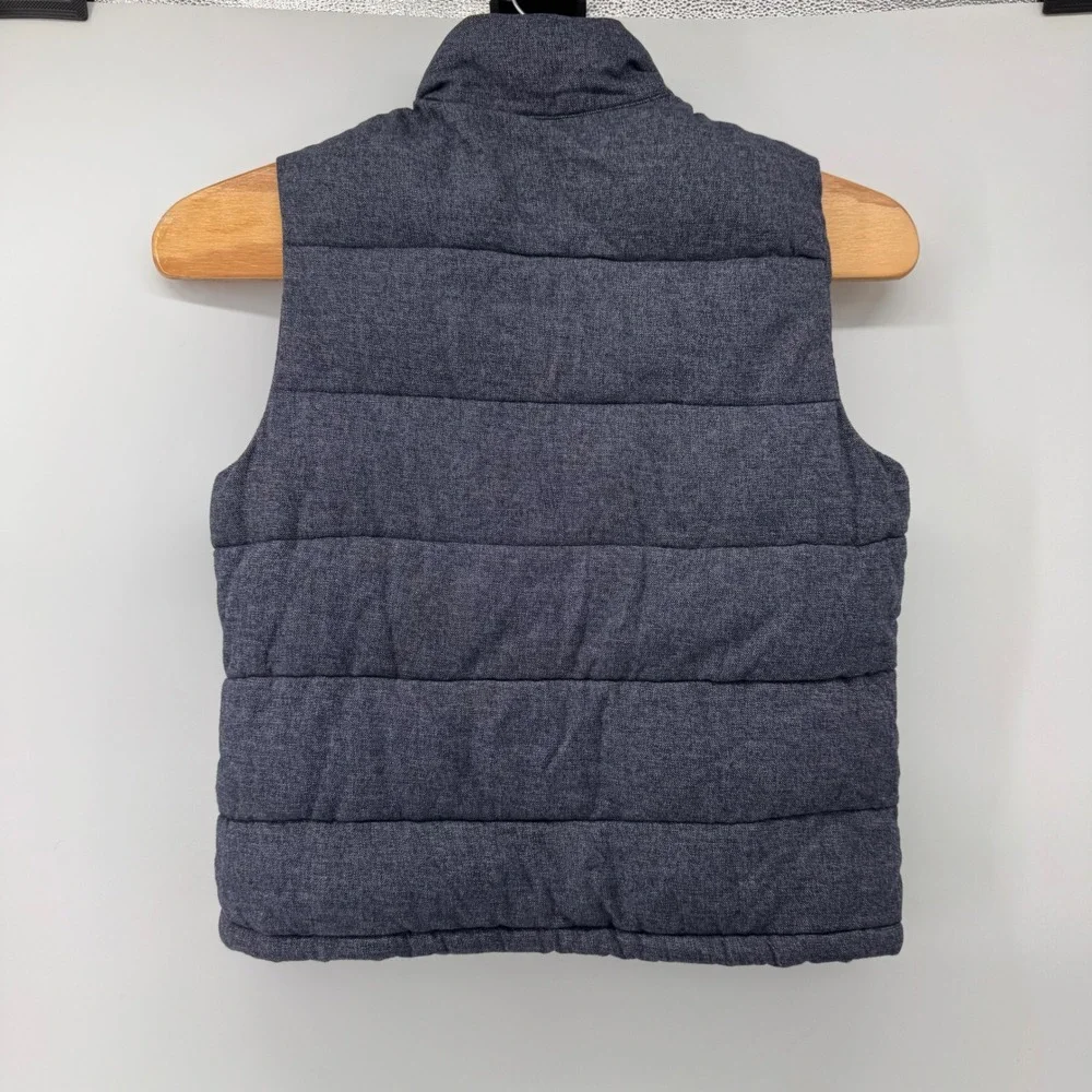 Banana Republic Puffer Vest Men Large Blue Quilted Snap Front Mock Neck Cotton